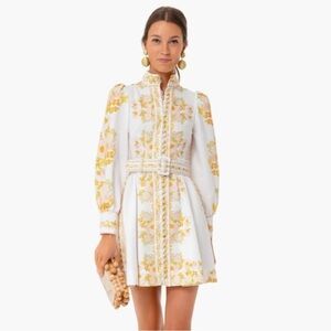 NEW Tuckernuck Beulah Leila Women’s Yellow Belted Floral Dress Small B2782